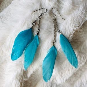 Turquoise Feather Earrings